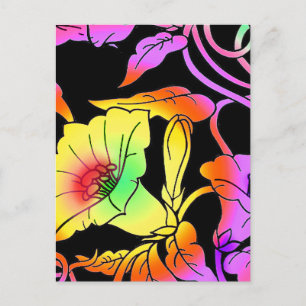 Neonblumen Postkarte