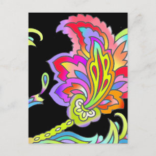 Neonblumen Postkarte