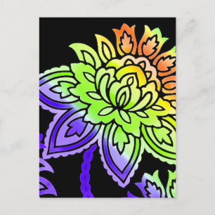 Neonblumen Postkarte