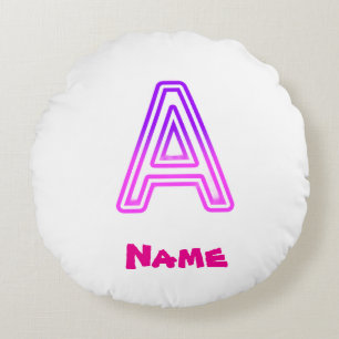 Neonbuchstabe A Monogramm Leuchtendes Lila Rosa In Rundes Kissen