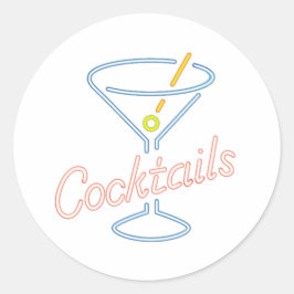 Neoncocktail-Zeichen-Aufkleber Runder Aufkleber