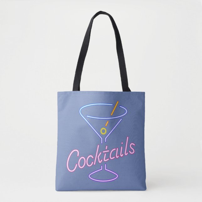Neoncocktail-Zeichen-Taschen-Tasche Tasche (Vorderseite)