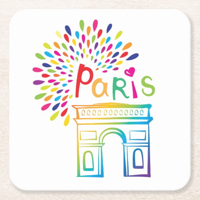 Neonentwurf Paris Frankreich | der Arc de Triomphe Rechteckiger Pappuntersetzer (Vorderseite)