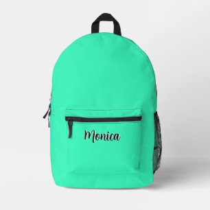 Neoner Aquamariner und schwarzer 3D Personalisiert Bedruckter Rucksack