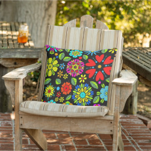 Neonfarben auf schwarzem retro floral nahtlosem Mu Kissen