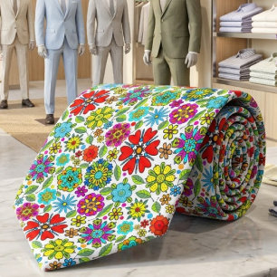 Neonfarben auf schwarzem retro floral nahtlosem Mu Krawatte