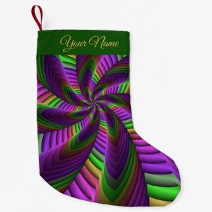 Neonfarben Flash-Fraktal-Mustername Kleiner Weihnachtsstrumpf