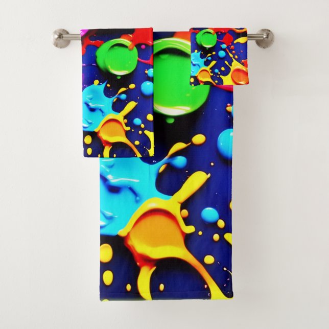 Neonfarben in Abstrakter Kunst Badhandtuch Set (Insitu)