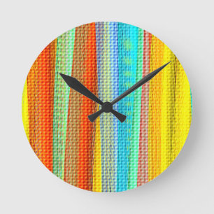 Neonfarbene geometrische Musteruhr Runde Wanduhr