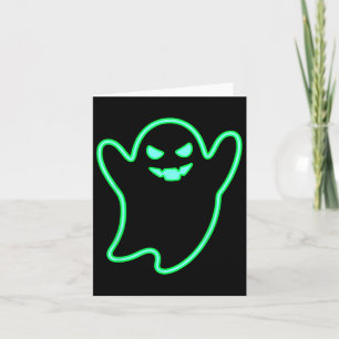 Neonfarbener Cartoon-Geist Halloween-Shirt Karte