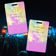 Neonfarbener Name VIP All Access Pass Konzert