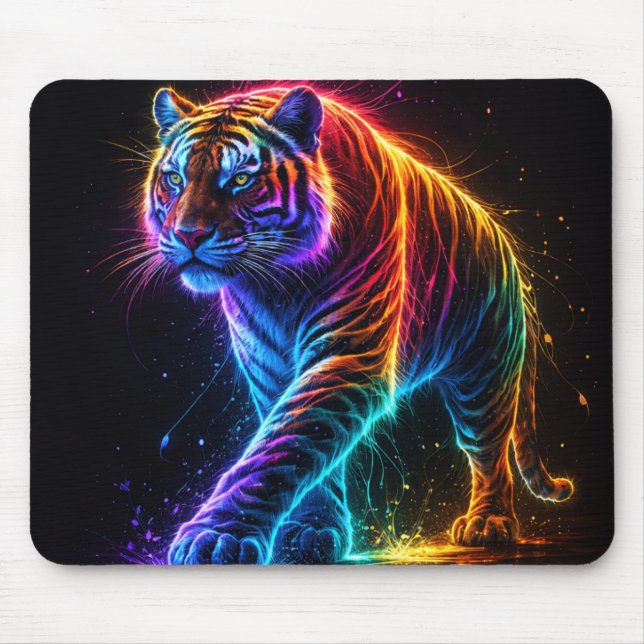 Neonfarbener Tiger Mousepad (Vorne)