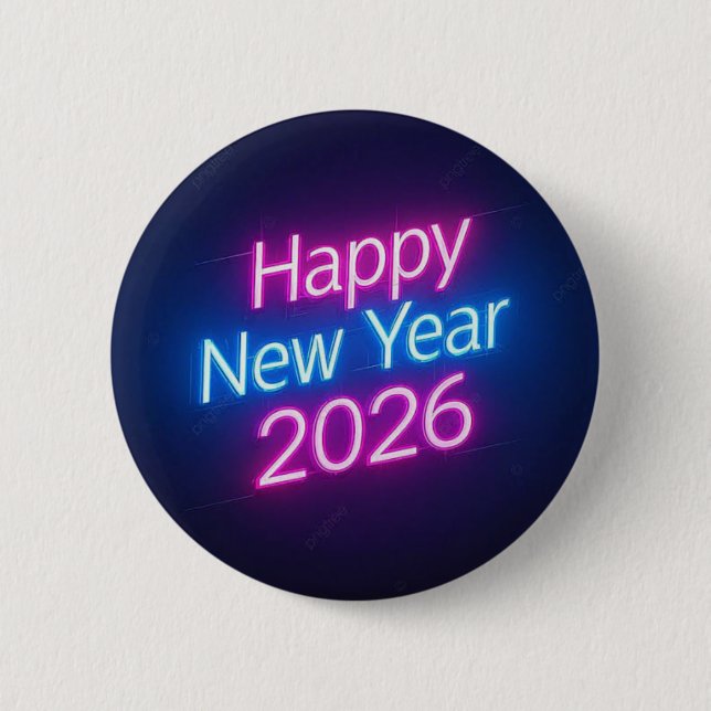 Neonfarbenes Jahresabzeichen 2026 Button (Vorderseite)