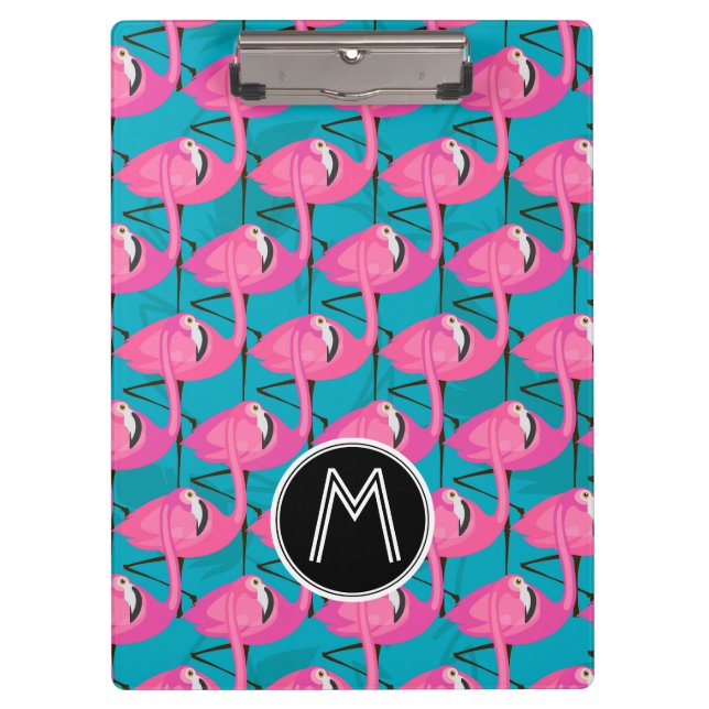 Neonflamingos | addieren Ihre Initiale Klemmbrett (Vorderseite)