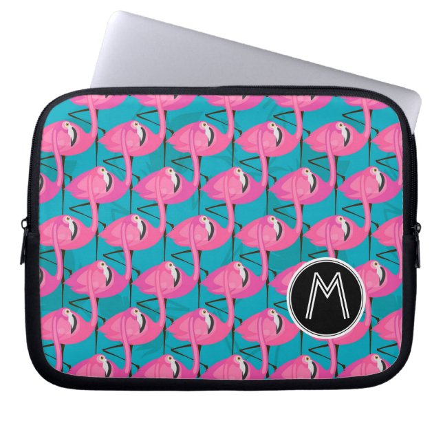 Neonflamingos | addieren Ihre Initiale Laptopschutzhülle (Vorderseite)