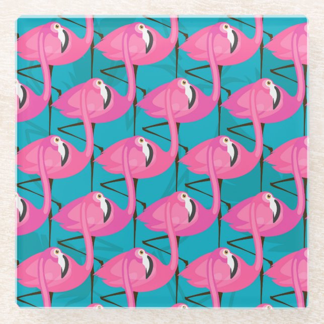 Neonflamingos Glasuntersetzer (Vorderseite)
