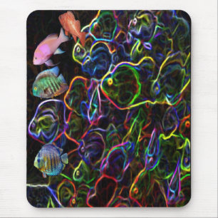 Neonfosm u. lebende Fische mousepad