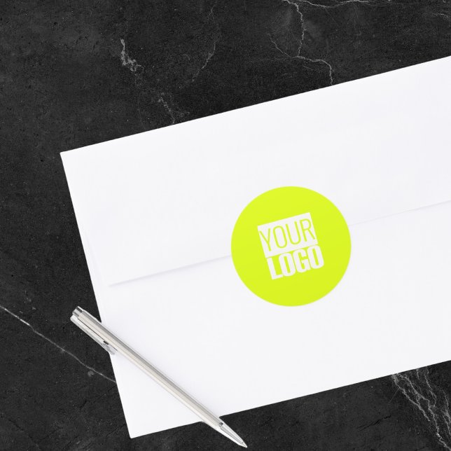 Neongelb - Logo hinzufügen Runder Aufkleber (Von Creator hochgeladen)
