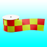 Neongelb und rotes kariertes Karton Vintag Satinband<br><div class="desc">Neongelb und rot kariert | VINTAG | Classic | Trendy | Stilvoll | Mode | Minimal</div>