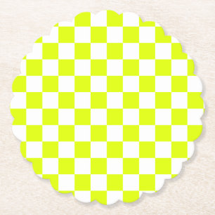Neongelbe Schachbrett Vintag Untersetzer