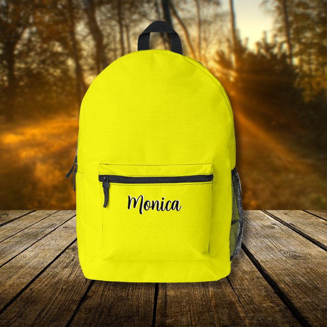 Neongelbe und schwarze 3D-Personalisierte Bezeichn Bedruckter Rucksack (Von Creator hochgeladen)