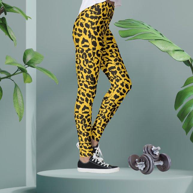Neongelber Leopard-Tier drucken Leggings (Von Creator hochgeladen)