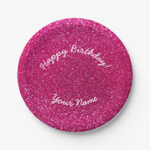 NeonGlitter des heißen Rosas alles Gute zum Pappteller