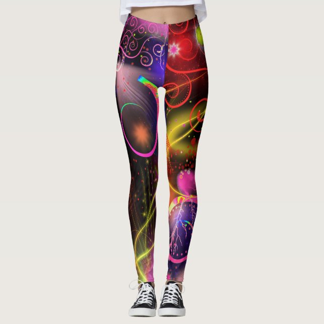 Neonglühen-Blitz hat Wirbels-Spirale in der Leggings (Vorderseite)
