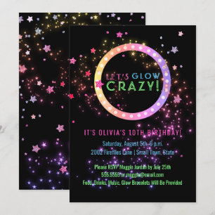 Neonglühen im dunklen Kindergeburtstag des Party- Einladung