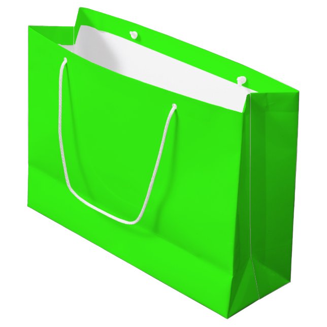 Neongrün Große Geschenktüte (Vorderseite Schrägansicht)
