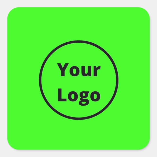 Neongrün Logo hinzufügen Quadratischer Aufkleber (Vorderseite)