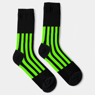 Neongrüne Crew Socken mit schwarzen Streifen