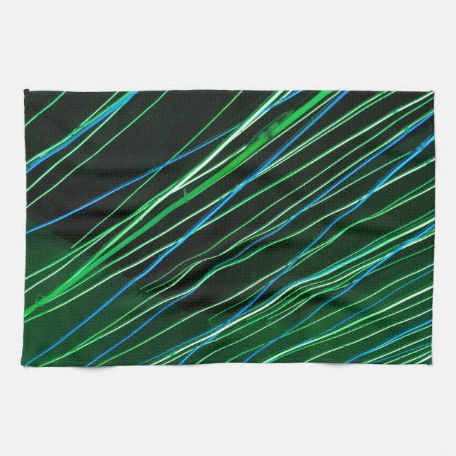 Neongrüne Linien Geschirrtuch (Horizontal)