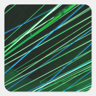 Neongrüne Linien Quadratischer Aufkleber