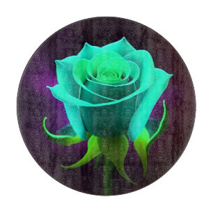 Neongrüne Rose Schneidebrett