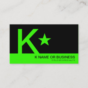 Neongrüner Monogramm-Stern Visitenkarte