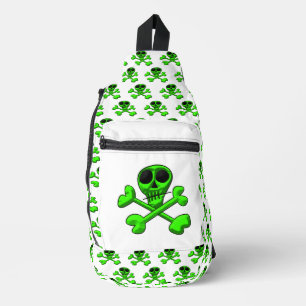 neongrüner Totenkopf Crossbody Bag
