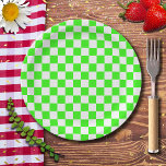 Neongrünes, weißes Karton Vintag Pappteller<br><div class="desc">Neongrüne und weiße Karton | VINTAG | Classic | Trendy | Stilvoll | Mode | Minimal</div>