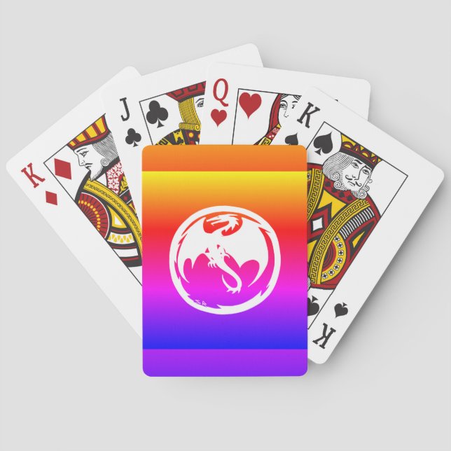 Neonischer Poker aus Weißem Drachen spielt Karten Spielkarten (Rückseite)