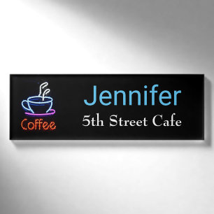 Neonkaffee-Zeichen-Angestellt-Namensschild Namenschild
