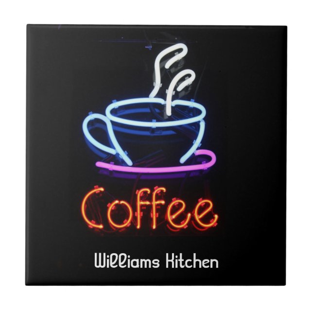 Neonkaffee-Zeichen-Fliese Fliese (Vorderseite)