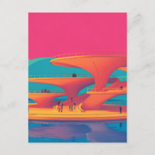 Neonlagune Sonnenuntergang Neon futuristischer Par Feiertagspostkarte