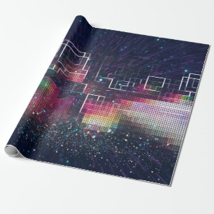 Neonleuchten und geometrisch nahtloses Muster Geschenkpapier