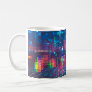 Neonleuchten und geometrisch nahtloses Muster Kaffeetasse