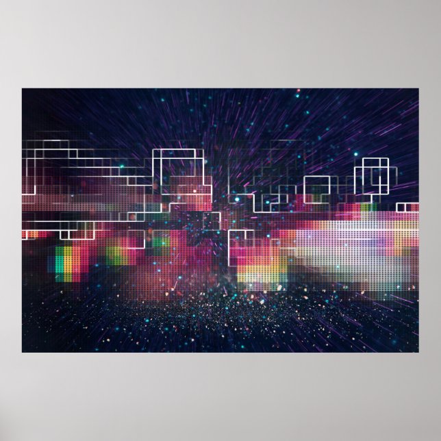 Neonleuchten und geometrisch nahtloses Muster Poster (Vorne)