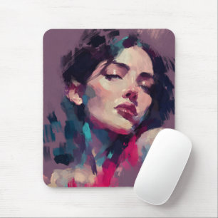 Neonlicht-Abstraktes Porträt Mousepad