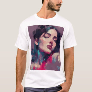 Neonlicht-Abstraktes Porträt T-Shirt