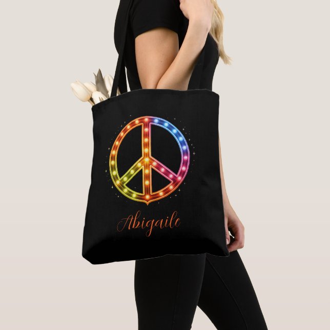 Neonlicht Friedenszeichen Unisex Tasche (Von Nahem)