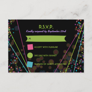 Neonlicht-Glühen in der dunklen UAWG Wartekarte RSVP Karte