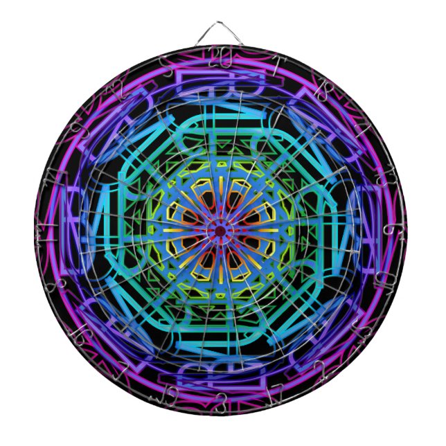 Neonlicht-Mandala-Entwurf Dartscheibe (vorne)